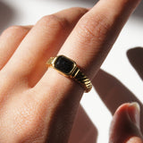 Black Stone Gold Ring