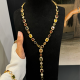 Coloured CZ Long Necklace