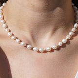 Gold Beaded Pearl Necklace